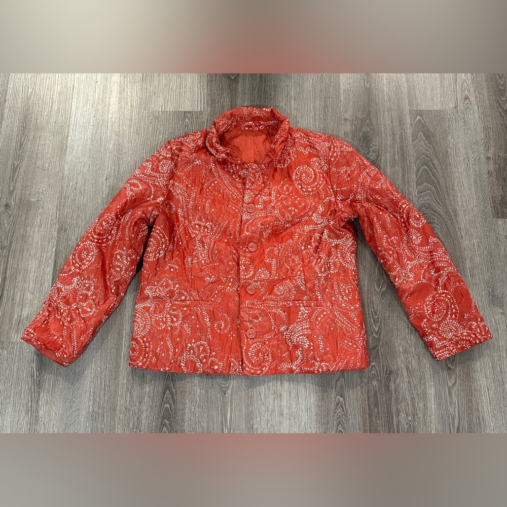 Light Down Pink Paisley Jacket Reversible Jacket L (Measurements in Pics)